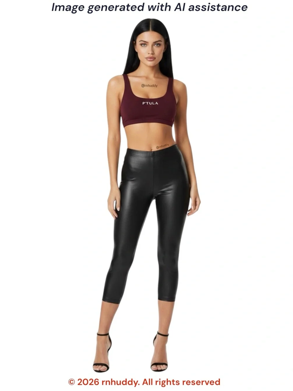 American Apparel M black wet look crop leggings